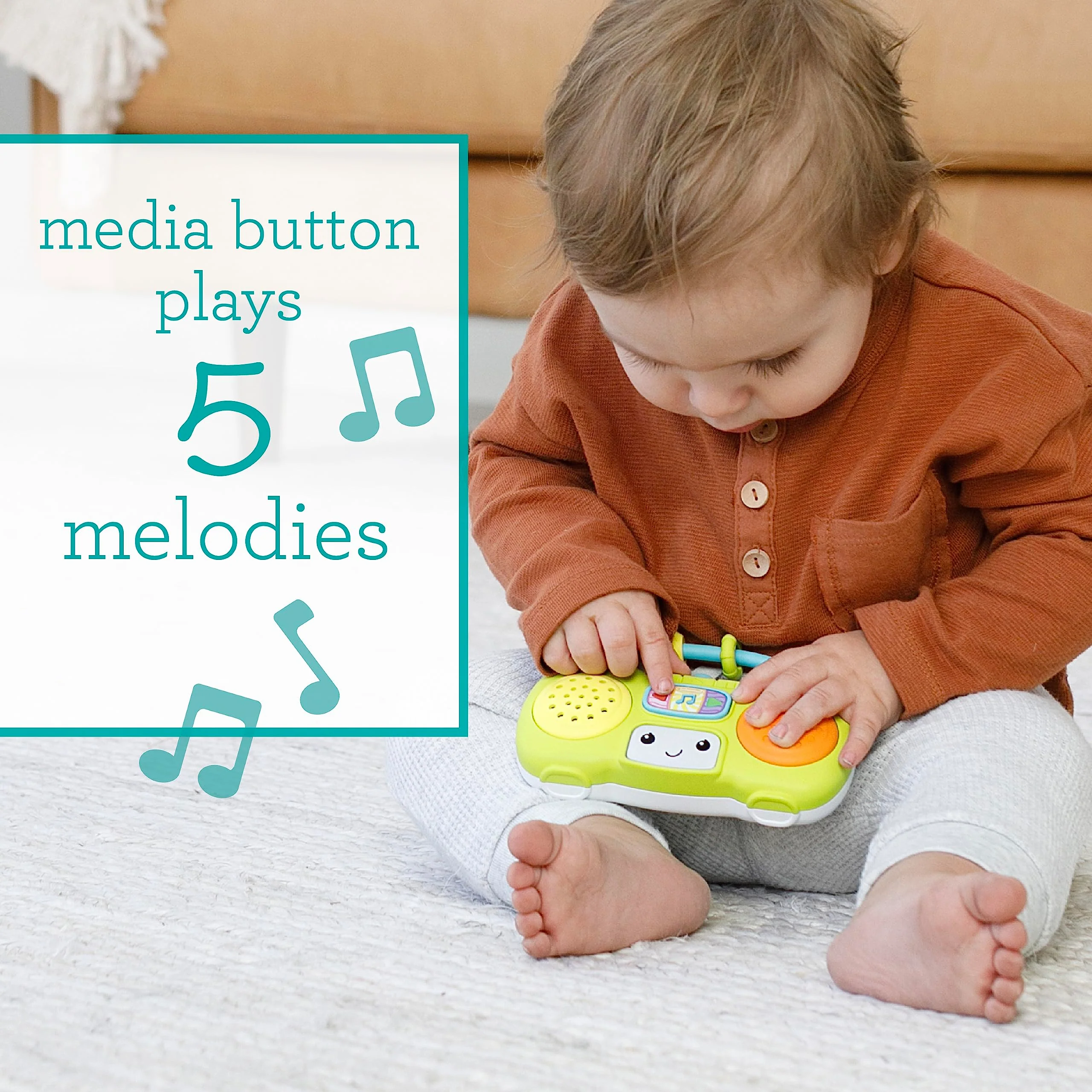 Infantino Music & Light Pretend Mini Boombox - Fine Motor Skills with Melodies & Sounds for Infants & Toddlers, 6M+ - Image 7