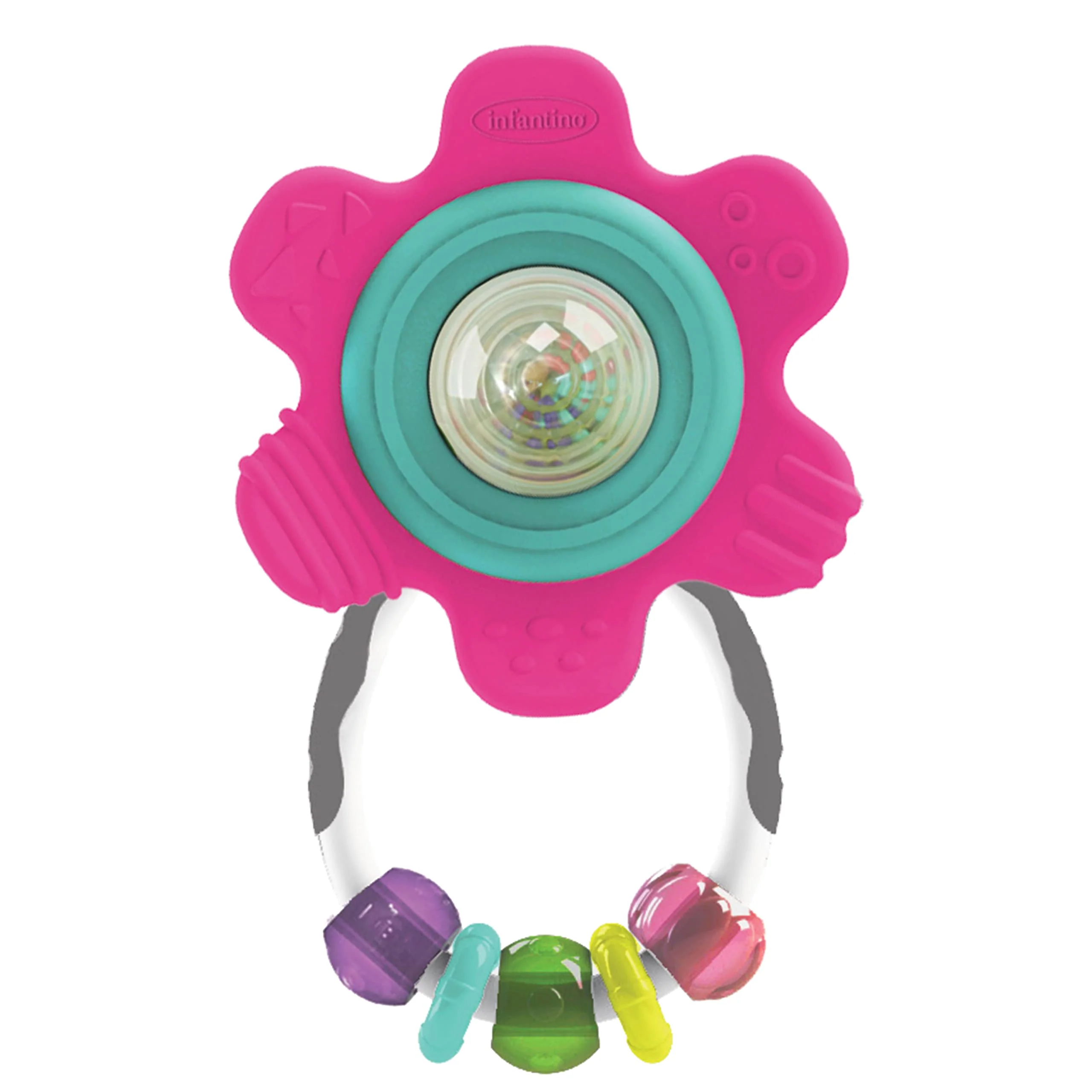 Baby Toy, Infantino Spin & Teethe Gummy Flower Rattle - Easy to Grab, Chewy Rings
