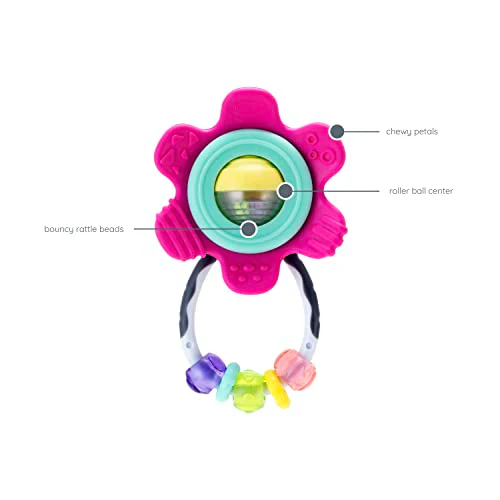 Baby Toy, Infantino Spin & Teethe Gummy Flower Rattle - Easy to Grab, Chewy Rings - Image 2