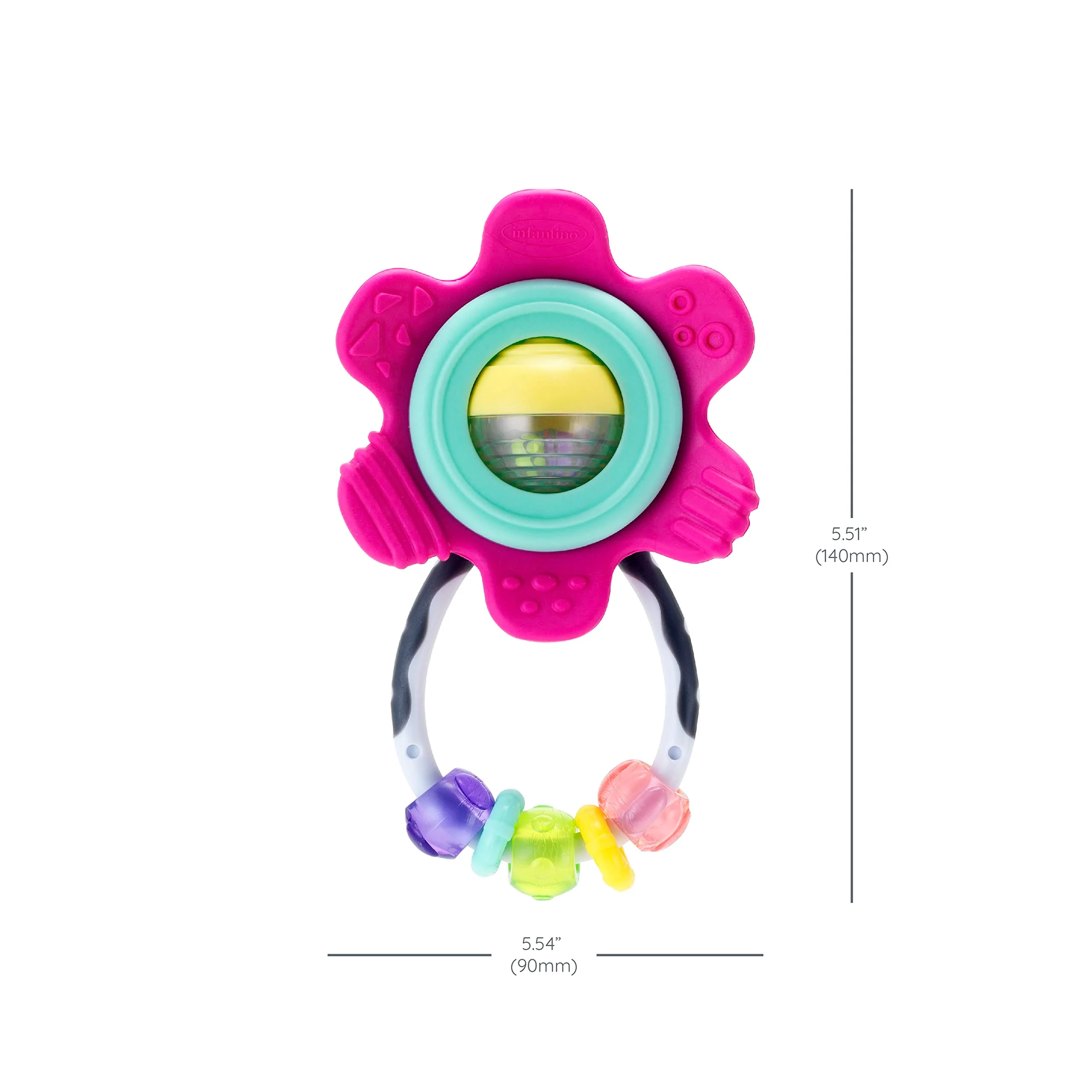 Baby Toy, Infantino Spin & Teethe Gummy Flower Rattle - Easy to Grab, Chewy Rings - Image 3