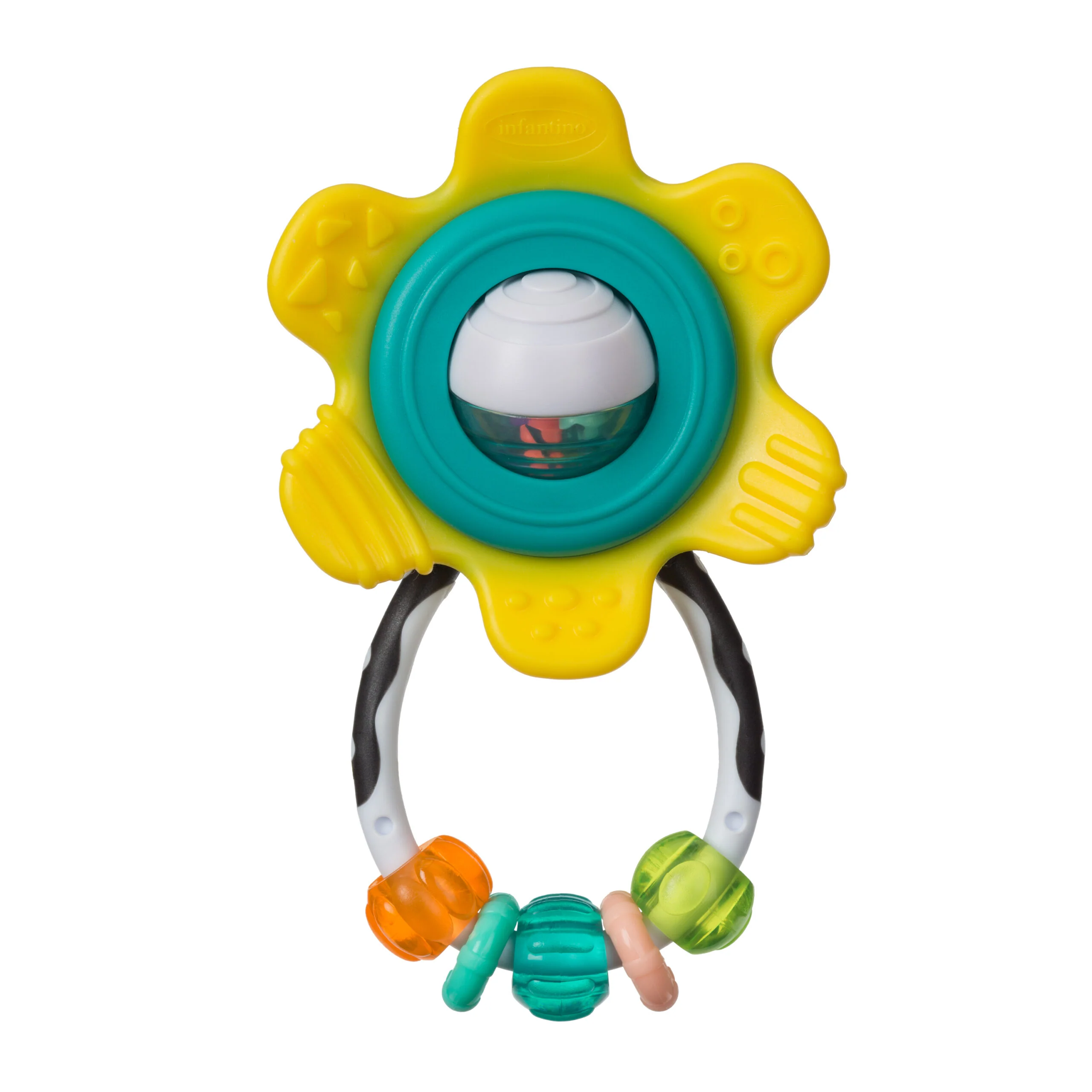 Baby Toy, Infantino Spin & Teethe Gummy Flower Rattle - Easy to Grab, Chewy Rings - Image 6