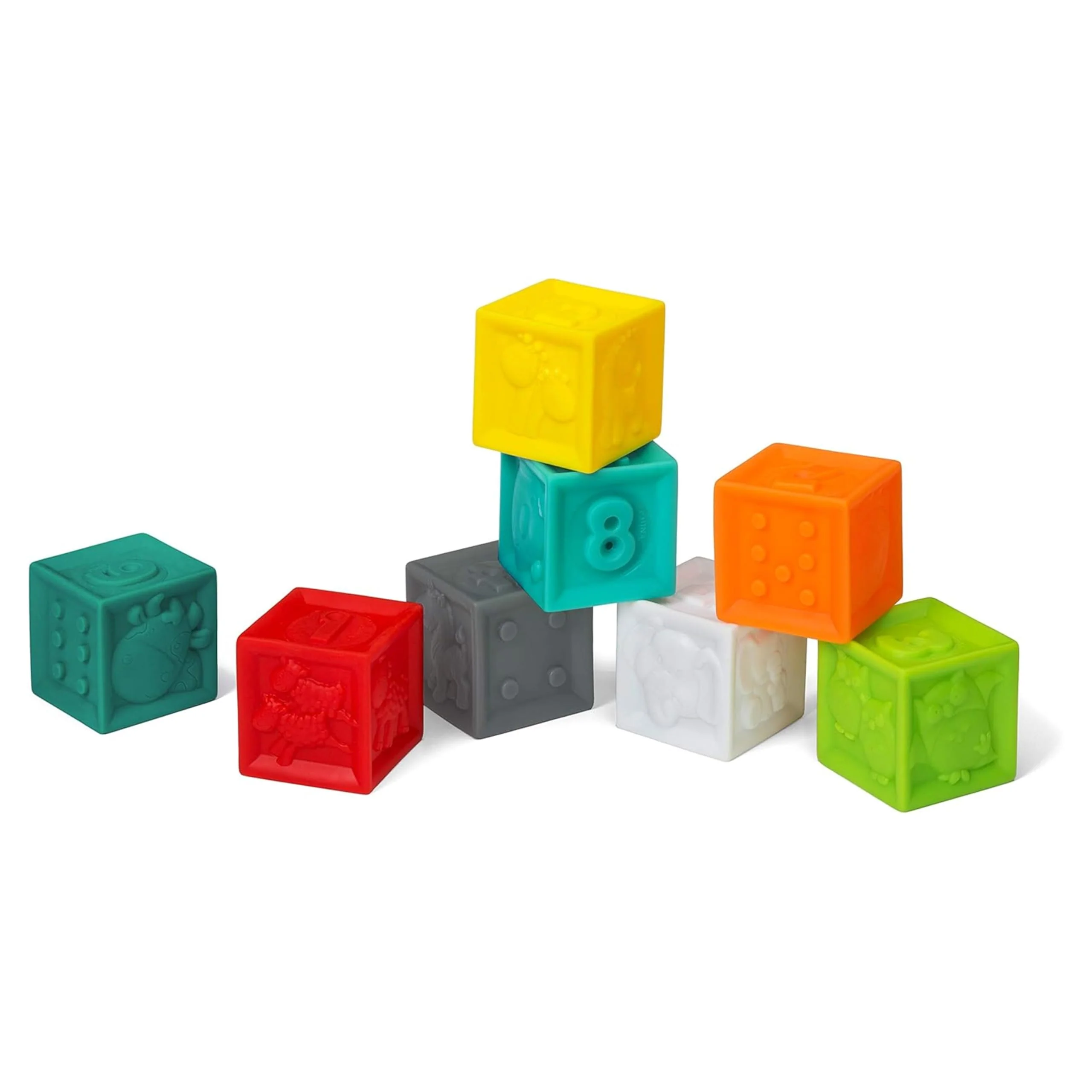 Baby Toy, Infantino Squeeze and Stack Block Set - Colorful Textured Soft Blocks, Includes Numbers, Animals and Shapes, Ages 6 Months +