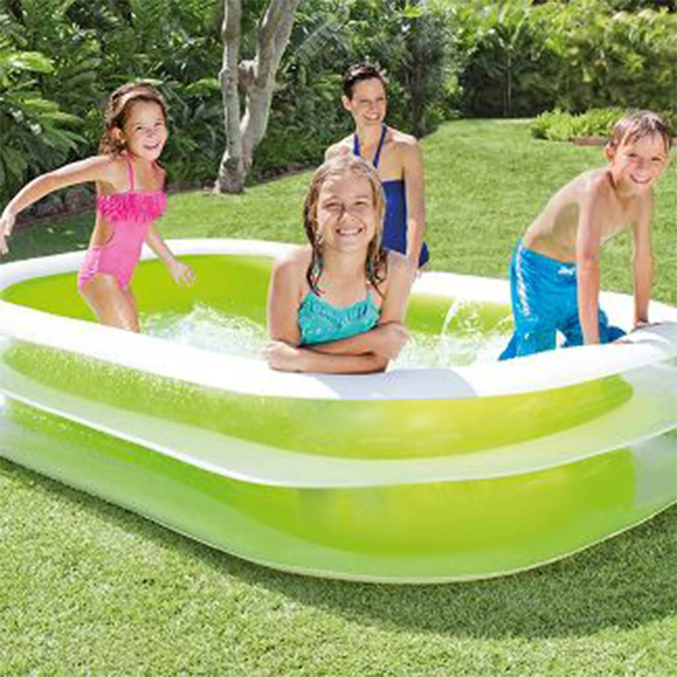 Intex 56483EP Inflatable 8.5' x 5.75' Swim Center Family Pool for 2-3 Kids, Backyard Splash Pool for Children 6+ Years Old, 198-Gallons, Blue & White - Image 3