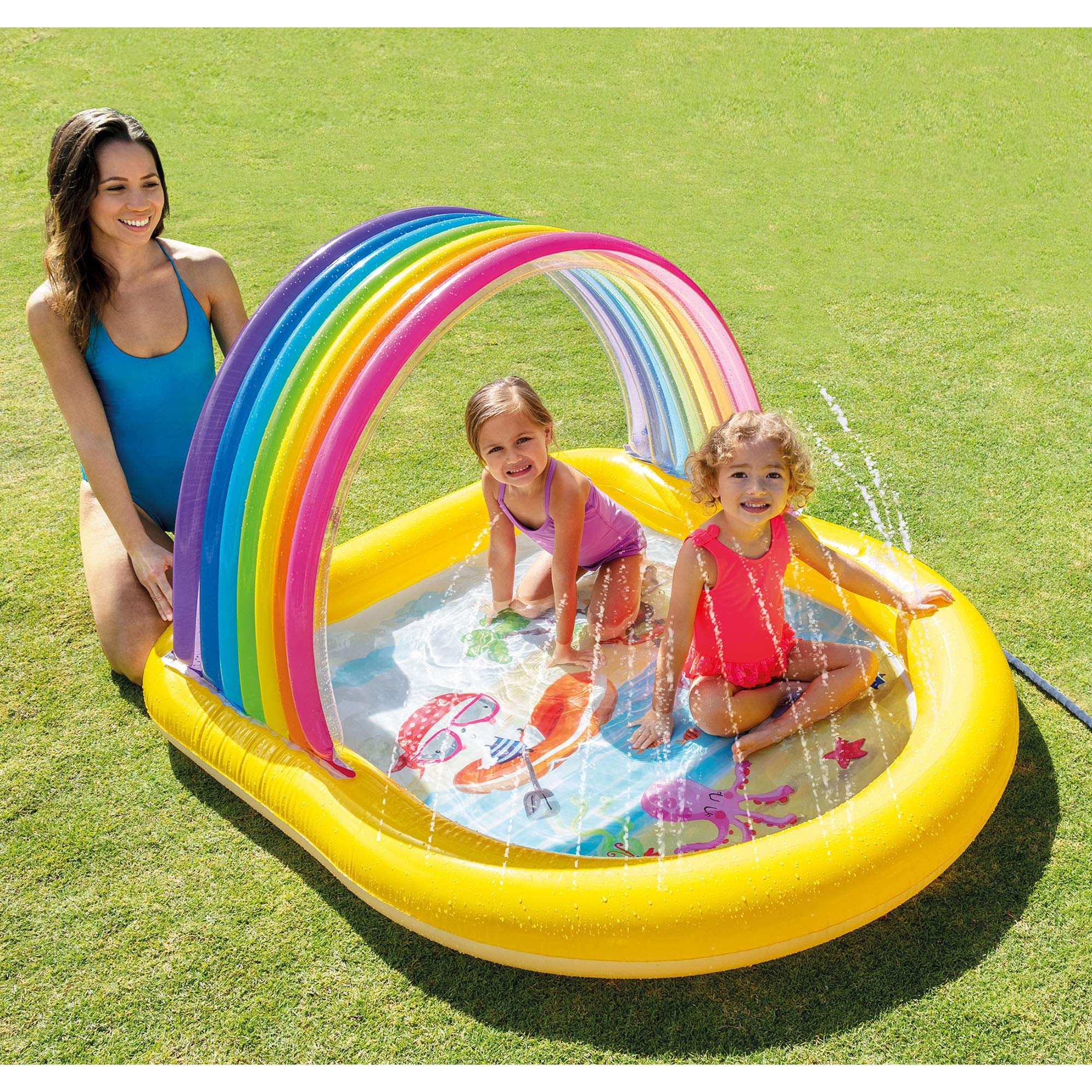Intex  22-Gallon Inflatable Outdoor Rainbow Arch Kids Spray Swimming Pool for Toddlers Ages 2 & Up - Image 2