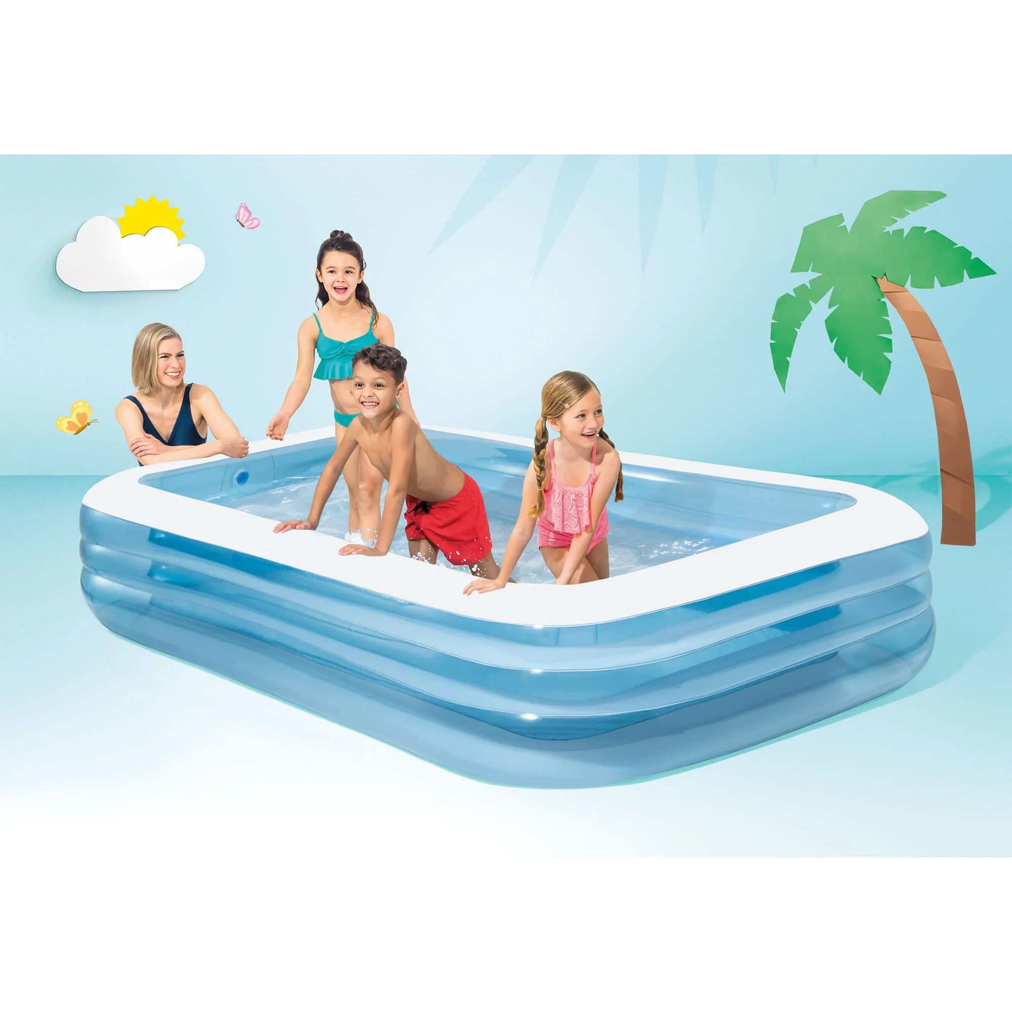 INTEX 58484EP Swim Center Inflatable Family Pool: 277 Gallon Capacity – 120" x 72" x 22" – Blue - Image 4