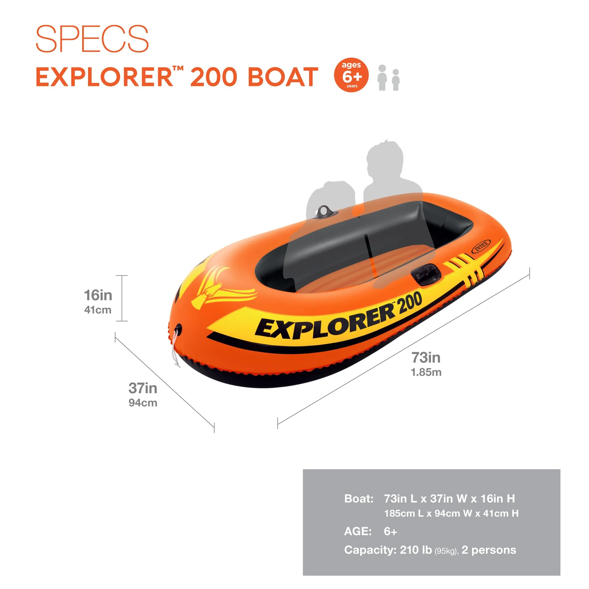 Intex Explorer 200 Inflatable 2 Person Capacity Pool & Lake Fishing Raft Boat - Image 5
