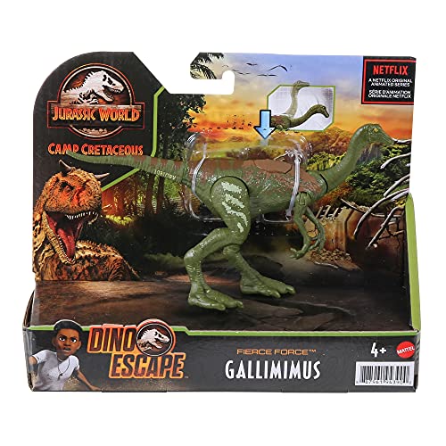 Jurassic World Toys Fierce Force Gallimimus Camp Cretaceous Dinosaur Action Figure with Movable Joints, Realistic Sculpting & Single Strike