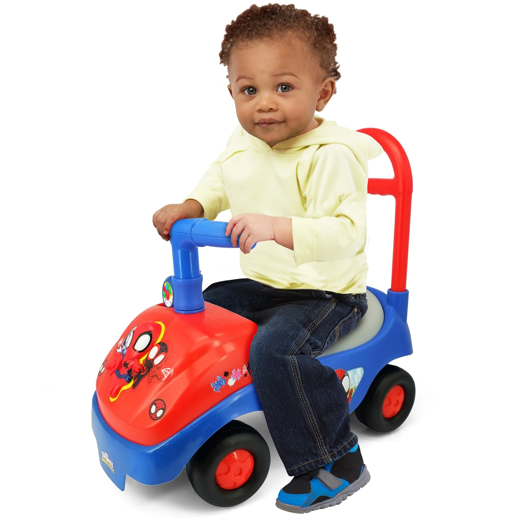 Ride-On, Kiddieland: Foldable Handle Spidey Foot to Floor Vehicle, Spiderman, Interactive Dashboard & Sounds, Toy Phone, Toddlers & Kids 18-36mo - Image 3