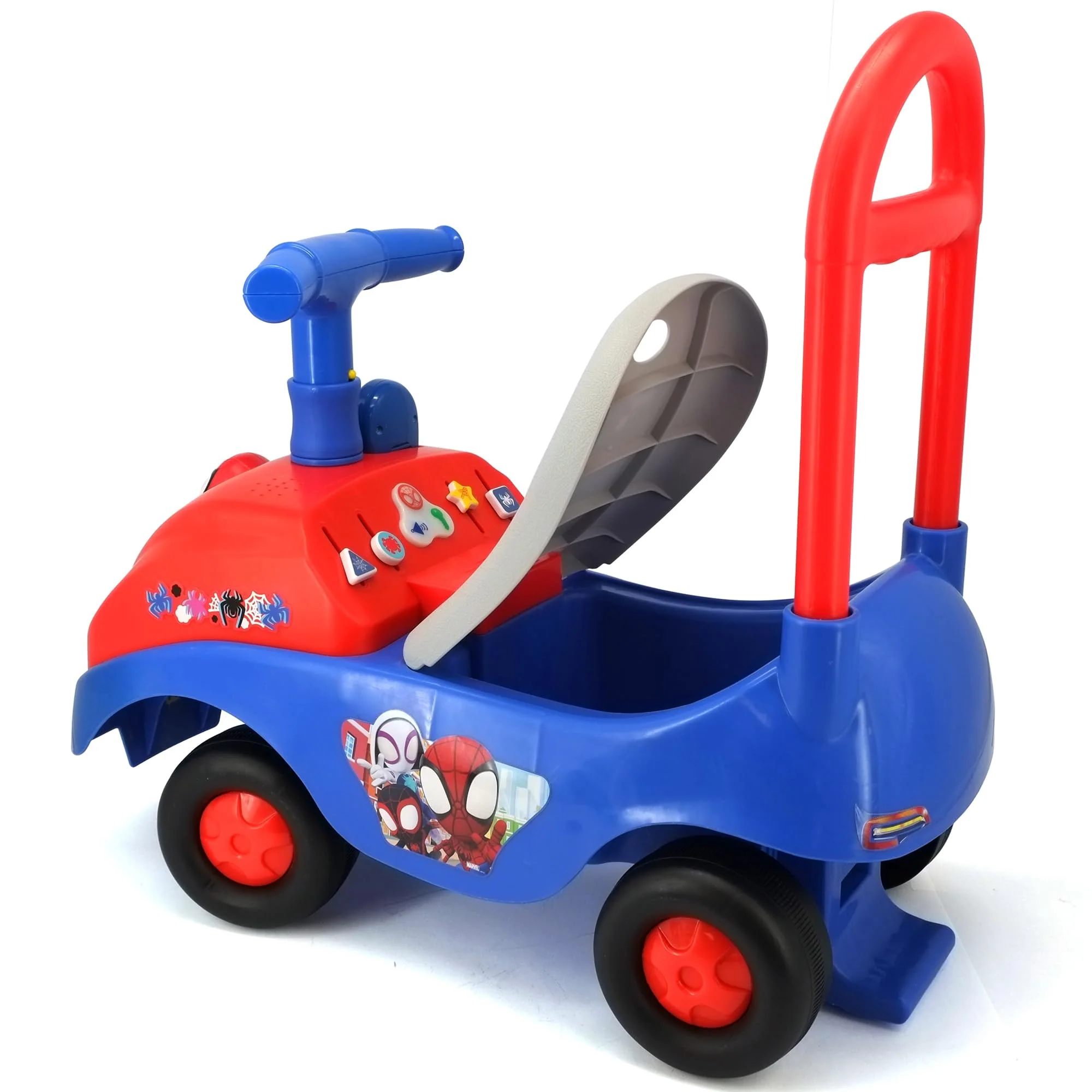 Ride-On, Kiddieland: Foldable Handle Spidey Foot to Floor Vehicle, Spiderman, Interactive Dashboard & Sounds, Toy Phone, Toddlers & Kids 18-36mo - Image 6