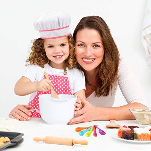 Kids Cooking Baking Set 17Pcs, Kids Chef Role Play Costume Set - Chef Hat and Matching Pink Apron Children Dress up - Image 2