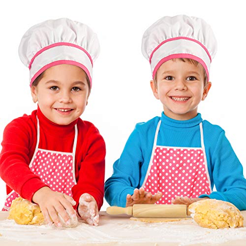 Kids Cooking Baking Set 17Pcs, Kids Chef Role Play Costume Set - Chef Hat and Matching Pink Apron Children Dress up - Image 3