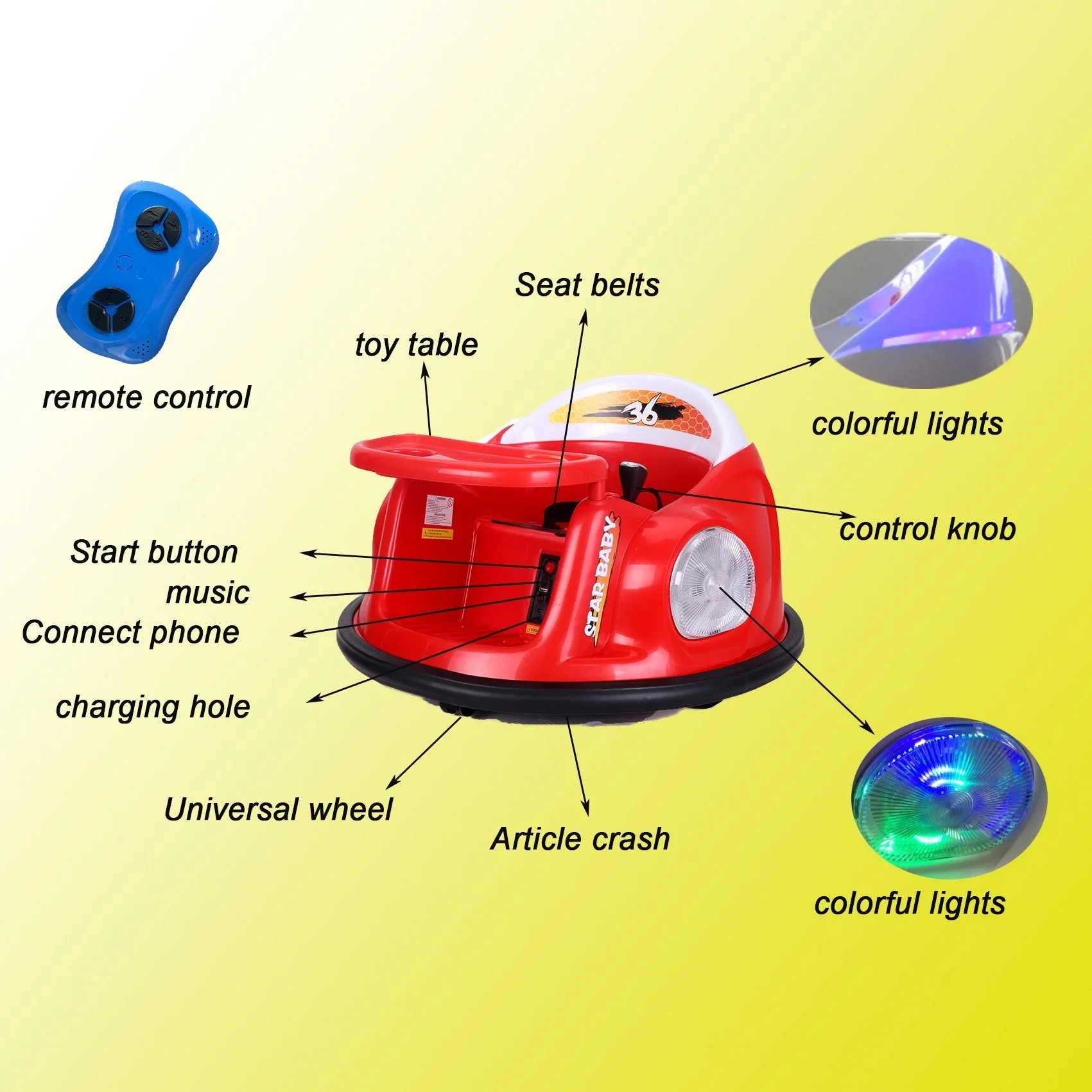 Kids Electric Ride On Bumper Car - S611 - Image 9