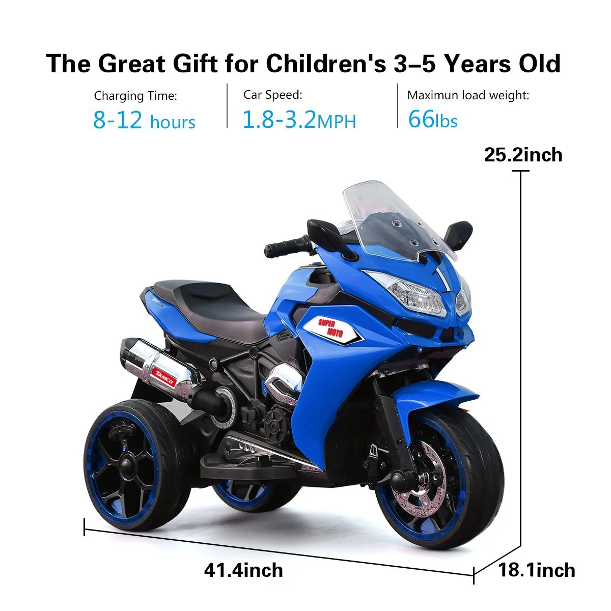 TAMCO Ride on Motorcycle for Kids, 3 Twinkling Wheels Electric Ride on Toy, 12 V Kids Motorcycle (TAMCO-1200) - Image 11