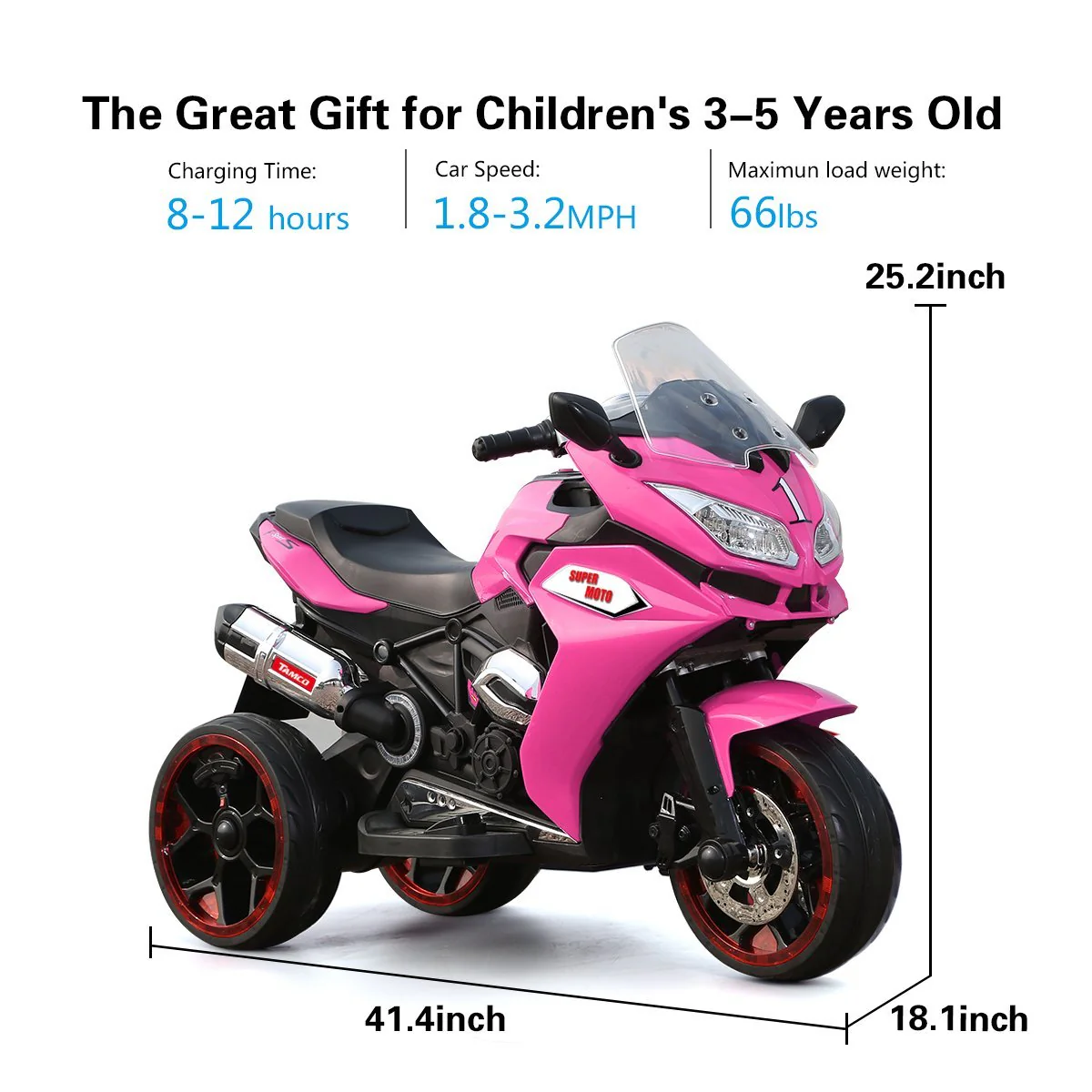 TAMCO Ride on Motorcycle for Kids, 3 Twinkling Wheels Electric Ride on Toy, 12 V Kids Motorcycle (TAMCO-1200) - Image 5