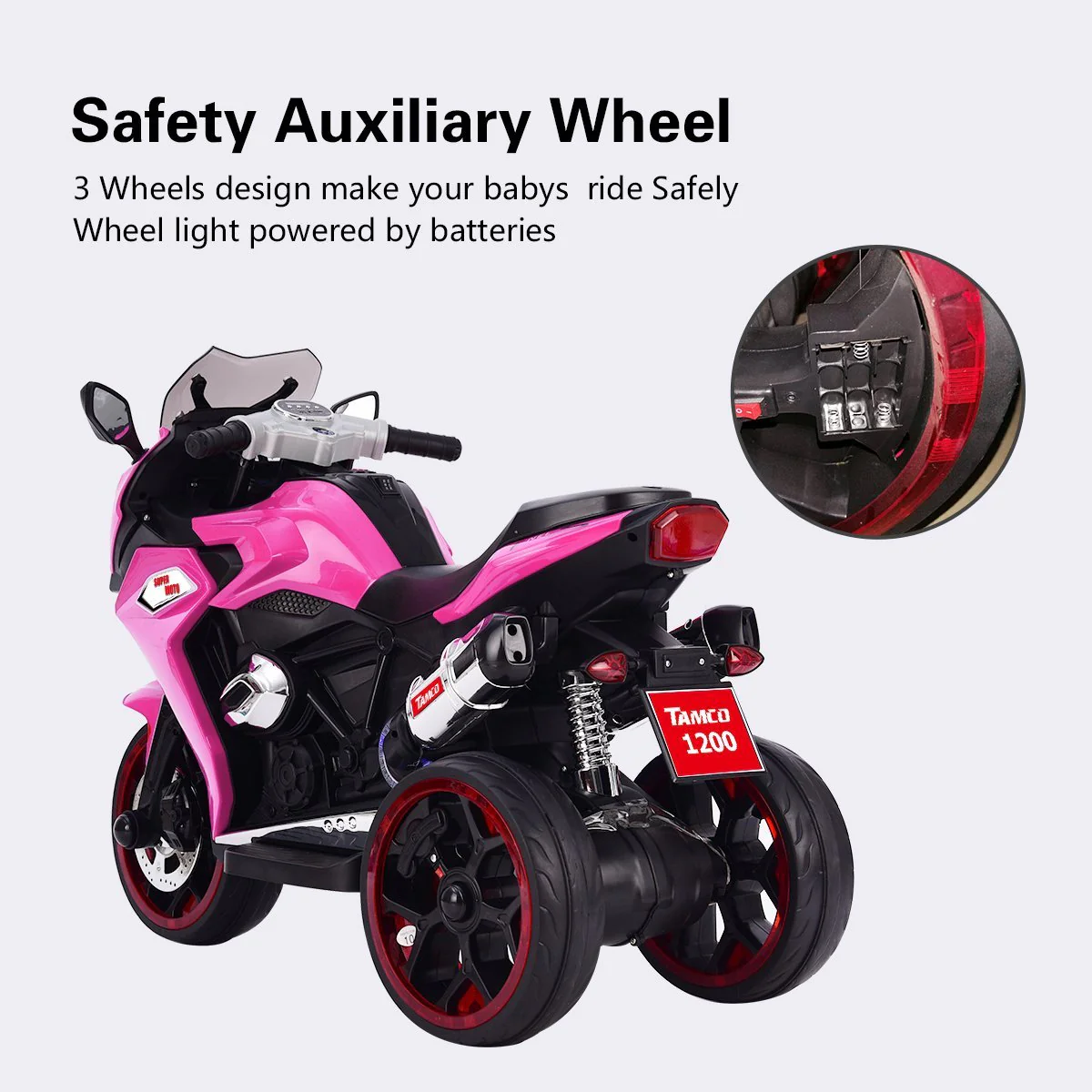 TAMCO Ride on Motorcycle for Kids, 3 Twinkling Wheels Electric Ride on Toy, 12 V Kids Motorcycle (TAMCO-1200) - Image 6