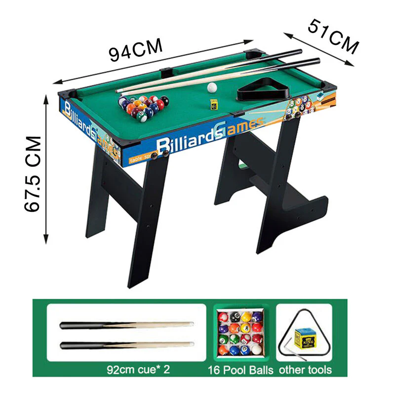 Kids Mini Pool Table Folding Billiard Game Set With Cues Balls Triangle Chalk, 36 Inch - Image 2