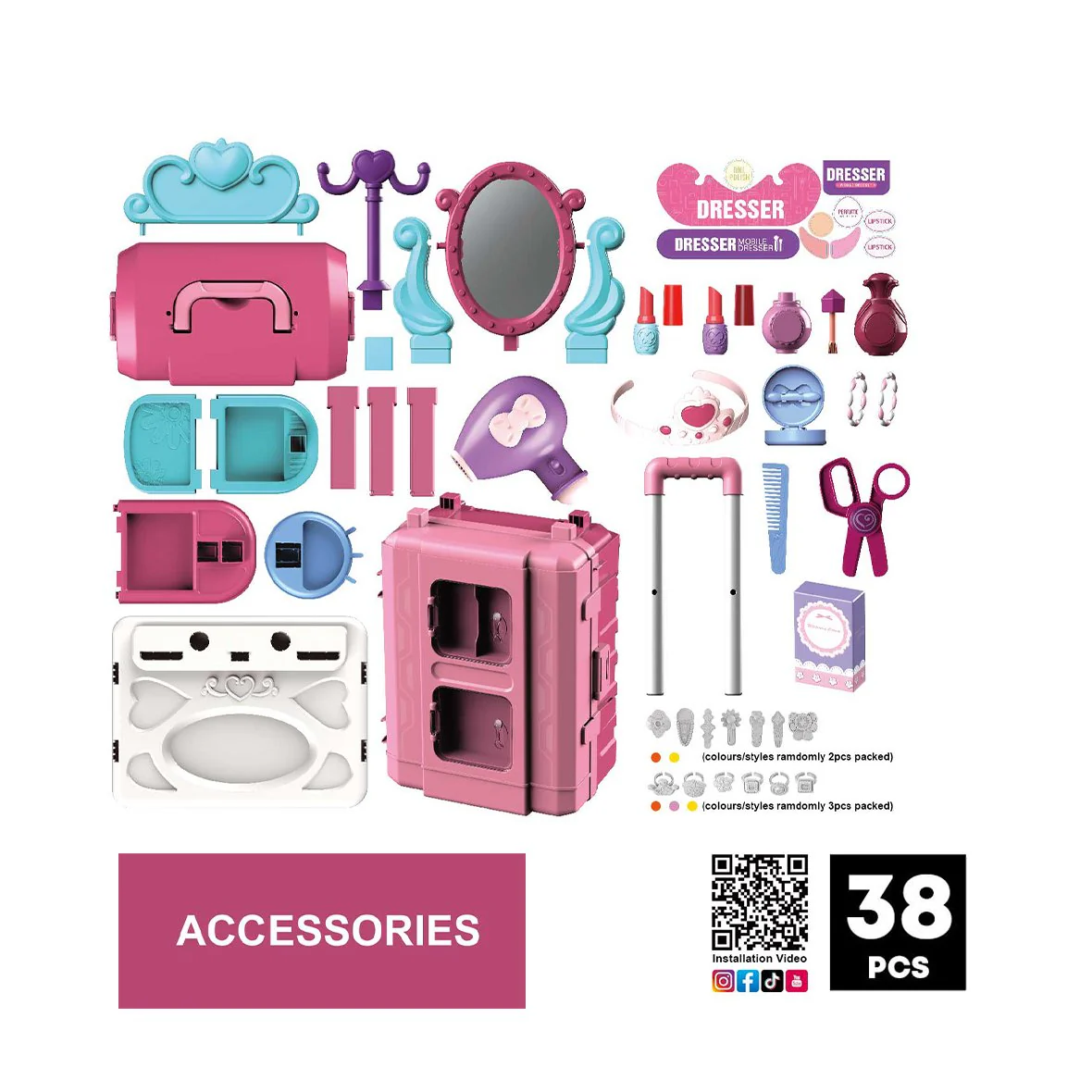Kids Mobile Dresser 3 in 1 Beauty Set - Image 4