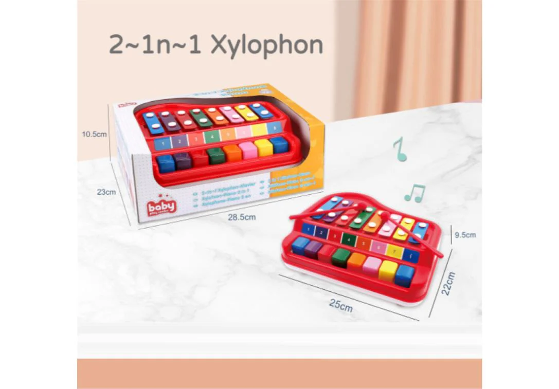 Kids Musical Instrument 8 Tone Medium Size Xylophone Toys 2 in 1 Piano - Image 3
