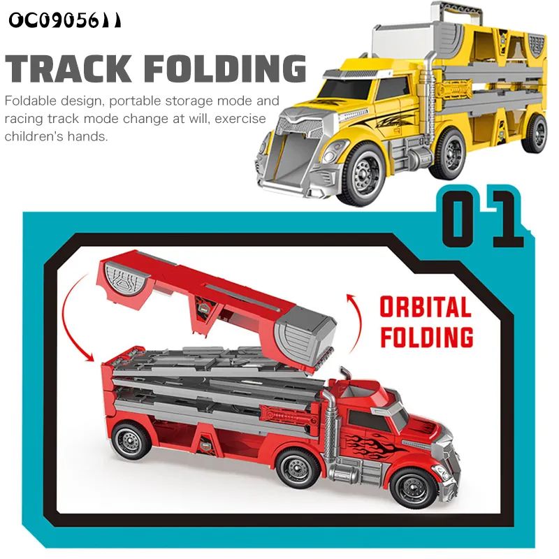 Kids truck folding catapult ejection inertia friction deformation car toy with alloy car - Image 2