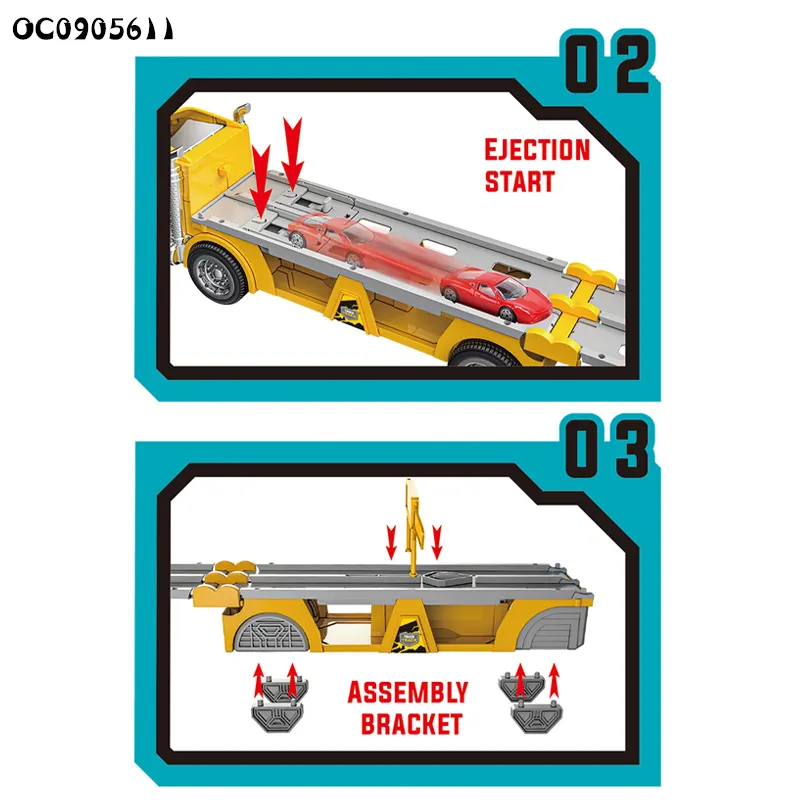 Kids truck folding catapult ejection inertia friction deformation car toy with alloy car - Image 6