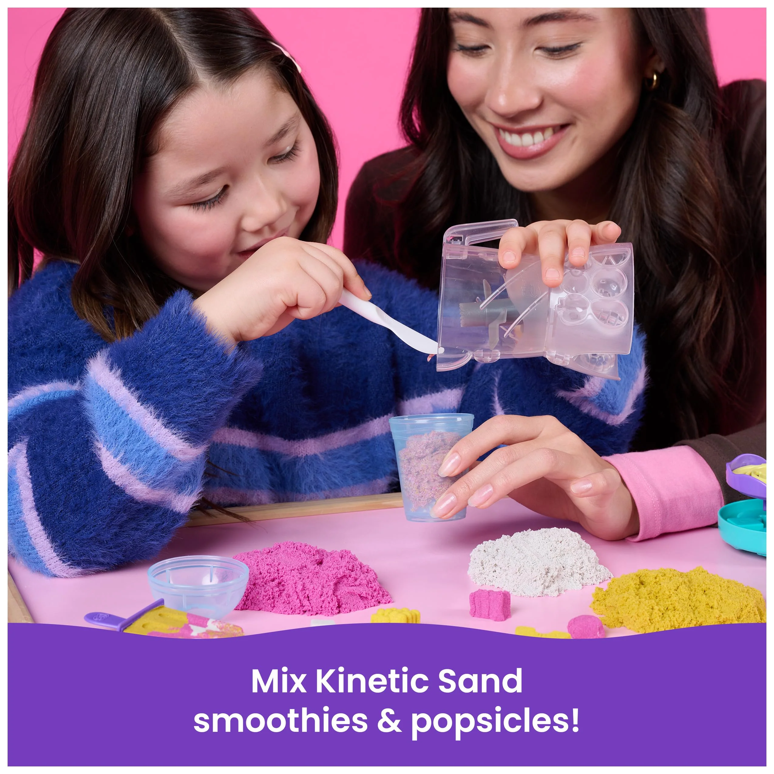 Kinetic Sand, Smoothie Mixer Playset, Easter Basket Stuffers, Includes 14 oz Moldable Play Sand, Tools & Popsicle Mold, Play Food Toy - Image 10