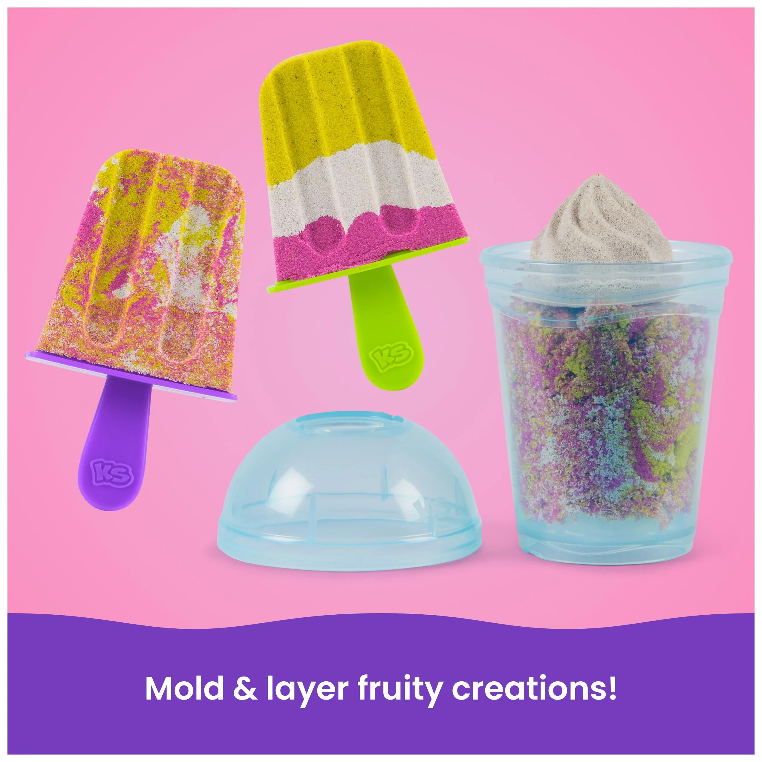 Kinetic Sand, Smoothie Mixer Playset, Easter Basket Stuffers, Includes 14 oz Moldable Play Sand, Tools & Popsicle Mold, Play Food Toy - Image 6