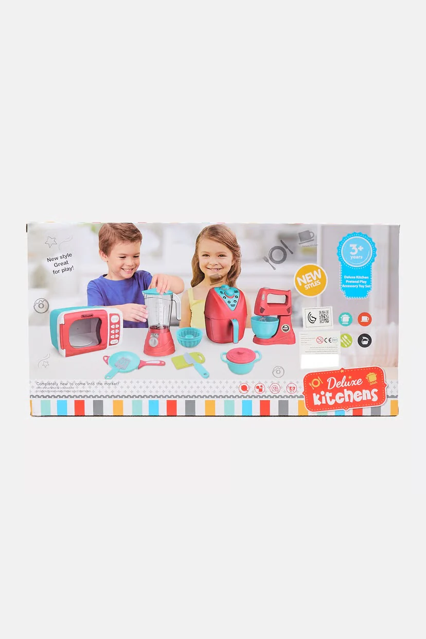 Kitchen Deluxe Set, Toy Chef, Mini Electric Microwave With Foods Set, Blue Combo - Image 5