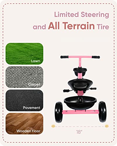 KRIDDO Kids Tricycles Age 24 Month to 4 Years,Gift Toddler Trike for 2.5 to 5/ 2-4 Year Olds. - Image 3