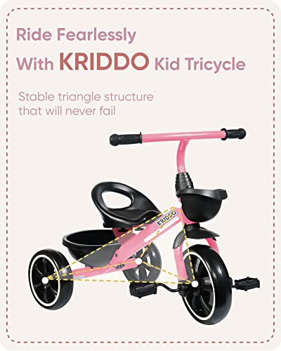 KRIDDO Kids Tricycles Age 24 Month to 4 Years,Gift Toddler Trike for 2.5 to 5/ 2-4 Year Olds. - Image 6
