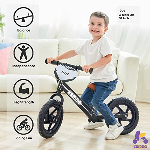 KRIDDO Toddler Balance Bike 2 Year Old,12 Inch Push Bicycle with Customize Plate (3 Sets of Stickers Included), Steady Balancing, Gift Bike for 2-5 Boys Girls, Black - Image 6