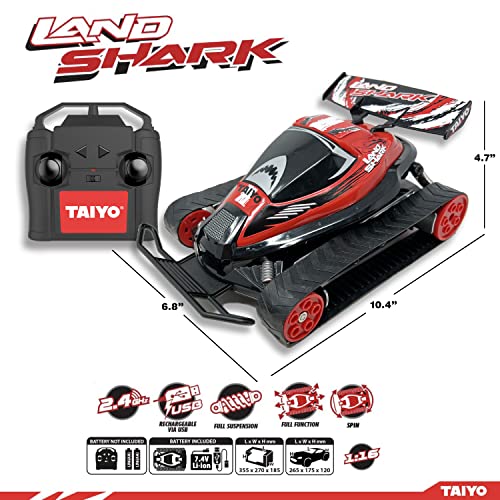 Landshark 1:16 Scale All Terrain RC Car, 4WD Electric Vehicle with Remote Control, Includes Controller and Rechargeable Battery, Red - Image 8