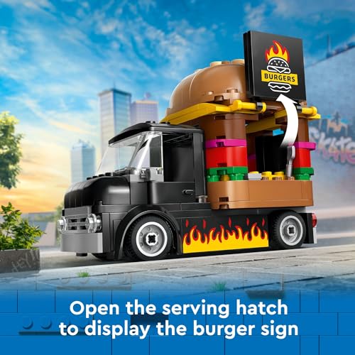 LEGO City Burger Truck Toy Building Set, Fun Gift for Kids Ages 5 Plus, Burger Van and Kitchen Playset, Vendor Minifigure and Accessories, Imaginative Pretend Play for Boys and Girls, 60404 - Image 4