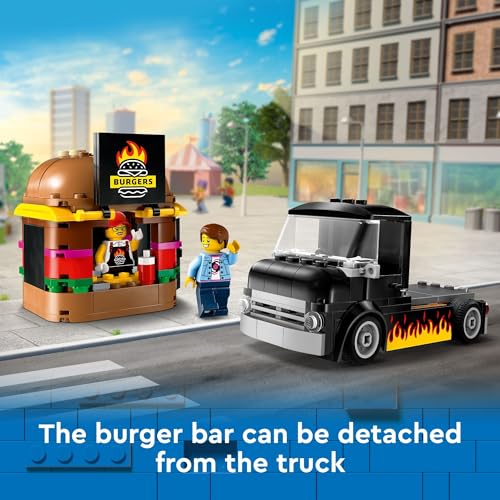 LEGO City Burger Truck Toy Building Set, Fun Gift for Kids Ages 5 Plus, Burger Van and Kitchen Playset, Vendor Minifigure and Accessories, Imaginative Pretend Play for Boys and Girls, 60404 - Image 5