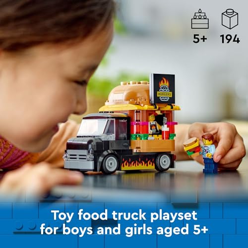 LEGO City Burger Truck Toy Building Set, Fun Gift for Kids Ages 5 Plus, Burger Van and Kitchen Playset, Vendor Minifigure and Accessories, Imaginative Pretend Play for Boys and Girls, 60404 - Image 6