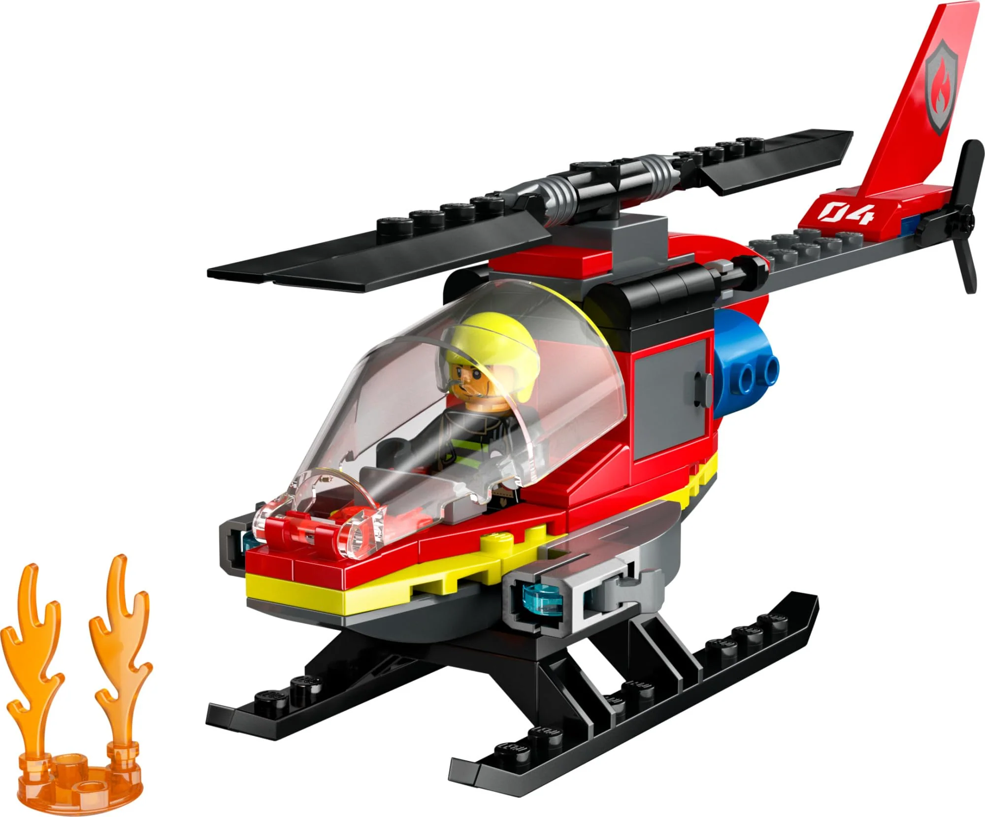 LEGO City Fire Rescue Helicopter Toy, Building Set with Firefighter Minifigure Pilot Toy, Fun Gift or Pretend Play Toy for Boys, Girls and Kids Ages 5 and Up, 60411 - Image 3