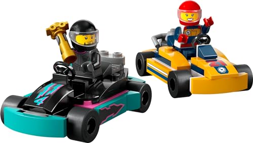LEGO City Go-Karts and Race Drivers Toy Playset, 2 Driver Minifigures, Racing Vehicle Car Toy, Fun Race Car Toy Gift for Kids Aged 5 and Up, 60400 - Image 3