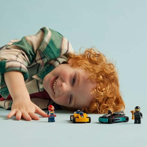 LEGO City Go-Karts and Race Drivers Toy Playset, 2 Driver Minifigures, Racing Vehicle Car Toy, Fun Race Car Toy Gift for Kids Aged 5 and Up, 60400 - Image 4