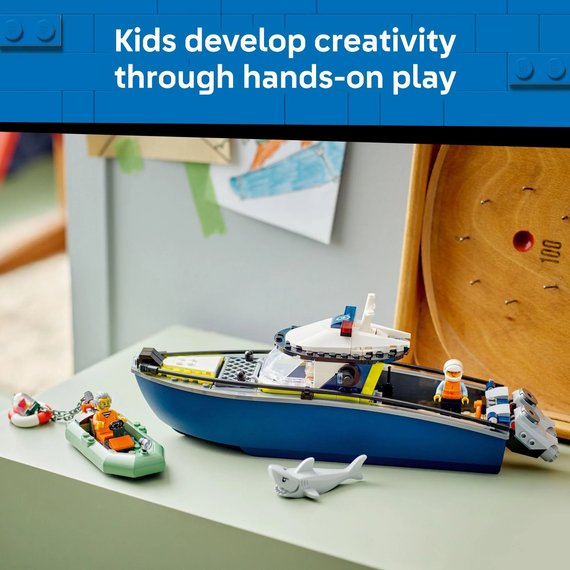 LEGO City Police Boat Chase Building Toy for Kids - Pretend Play Set for Boys & Girls, Ages 6+ - Building Blocks W/ 2 Floating Boat Toys for Playtime & Bath Time - Gift Idea for Birthdays- 60456 - Image 2