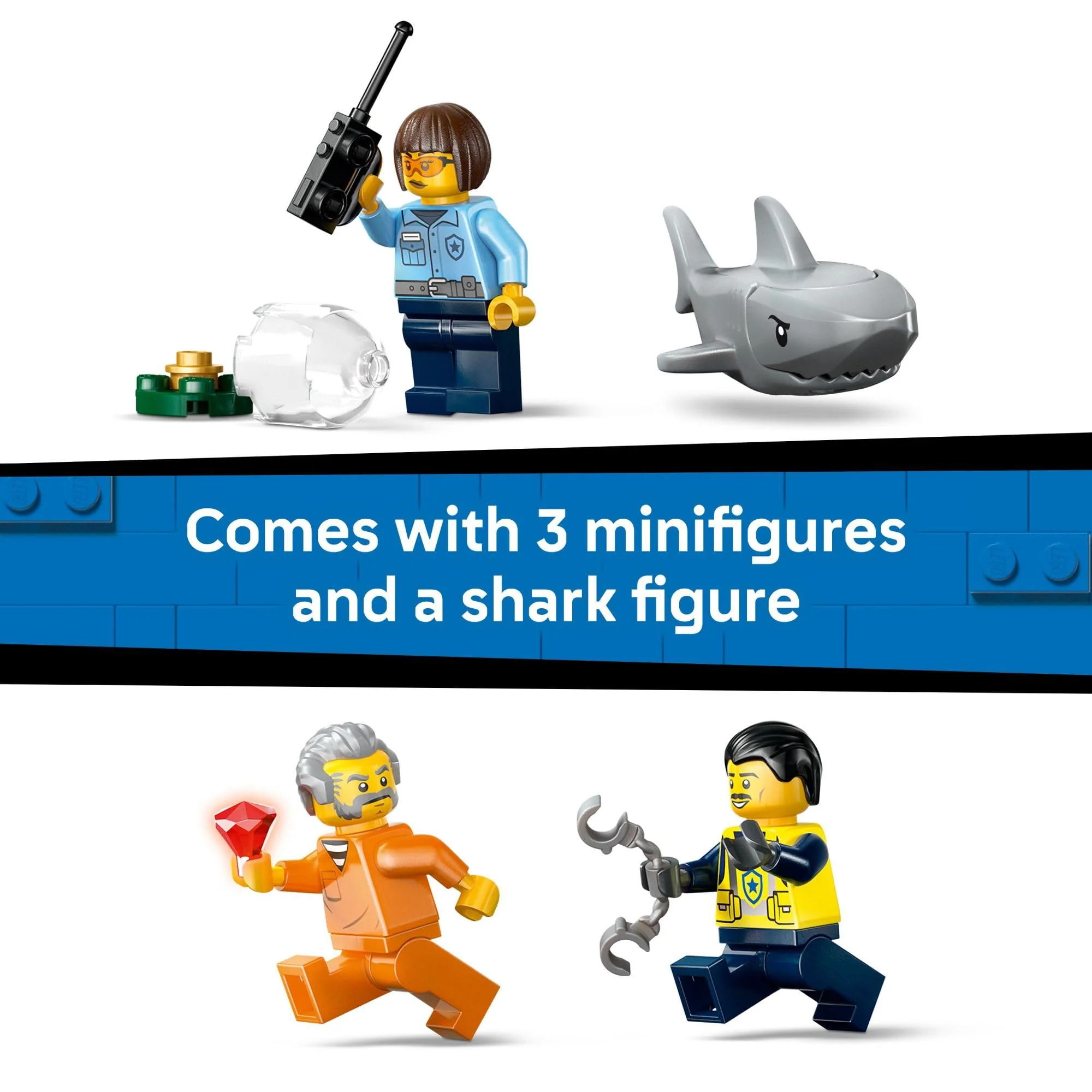 LEGO City Police Boat Chase Building Toy for Kids - Pretend Play Set for Boys & Girls, Ages 6+ - Building Blocks W/ 2 Floating Boat Toys for Playtime & Bath Time - Gift Idea for Birthdays- 60456 - Image 4