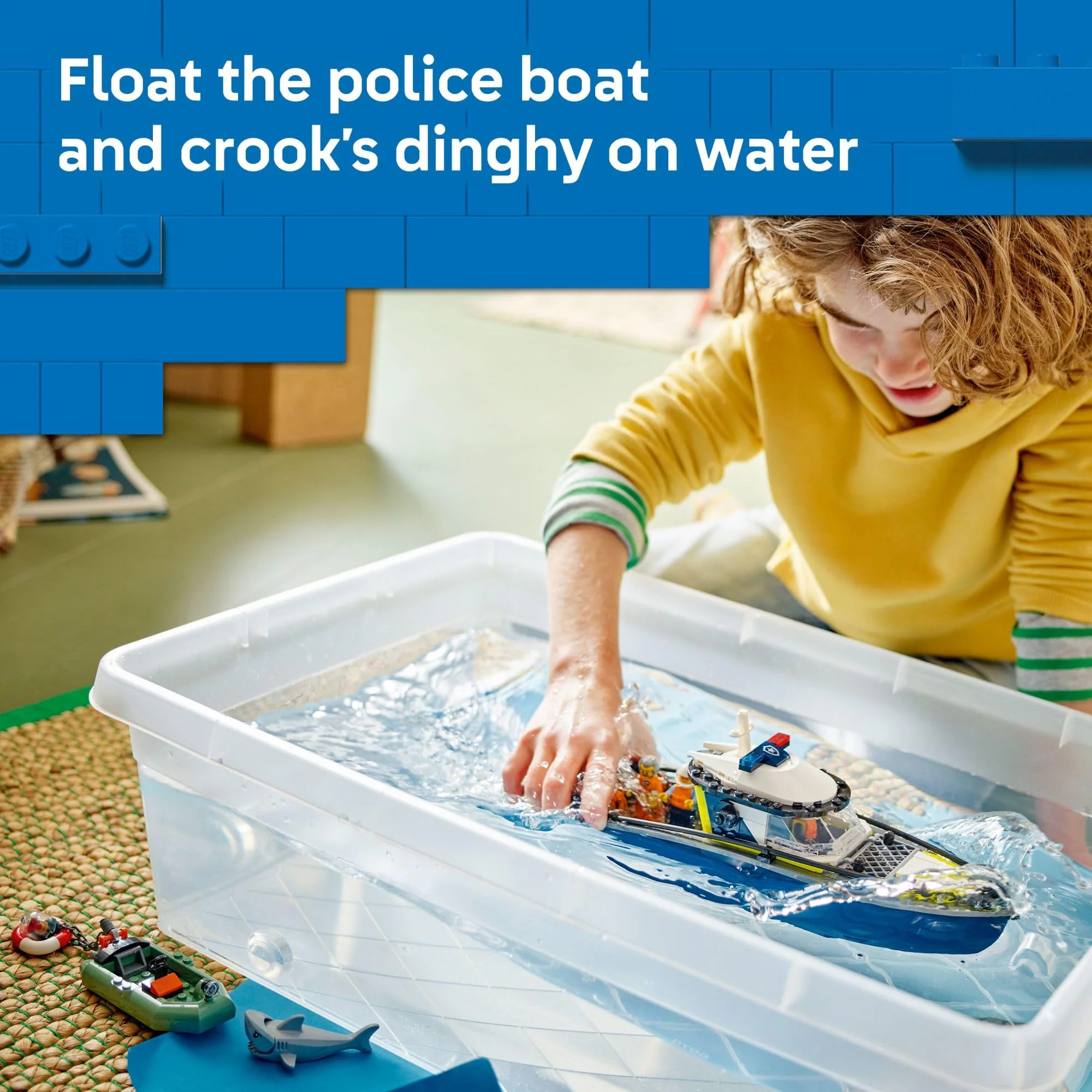 LEGO City Police Boat Chase Building Toy for Kids - Pretend Play Set for Boys & Girls, Ages 6+ - Building Blocks W/ 2 Floating Boat Toys for Playtime & Bath Time - Gift Idea for Birthdays- 60456 - Image 5