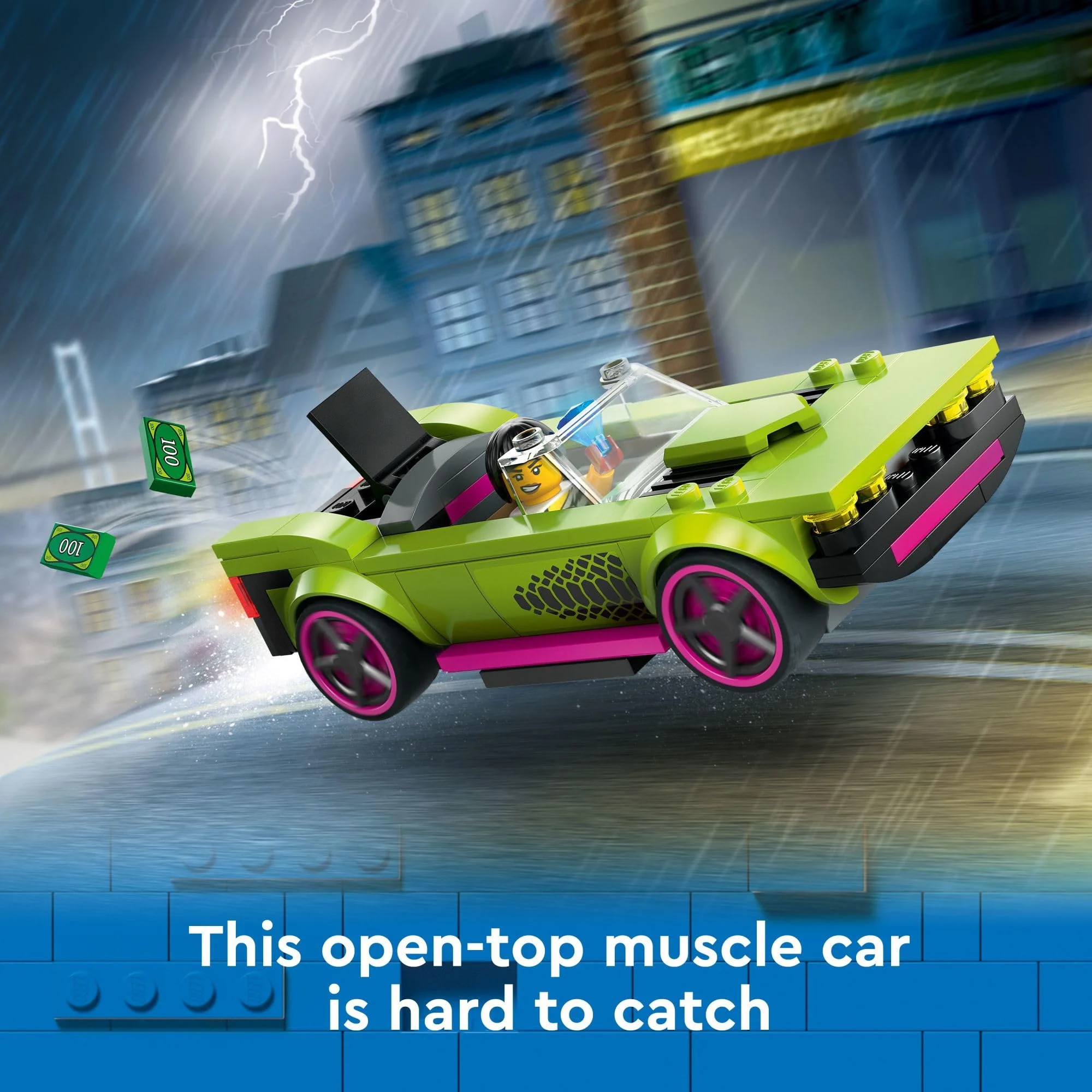 LEGO City Police Car and Muscle Car Chase, Emergency Vehicle Toy for Boys and Girls, Fun Gift for Kids Ages 6+ who Love Pretend Play Toys, Police Car Toy with Officer and Crook Minifigures, 60415 - Image 4
