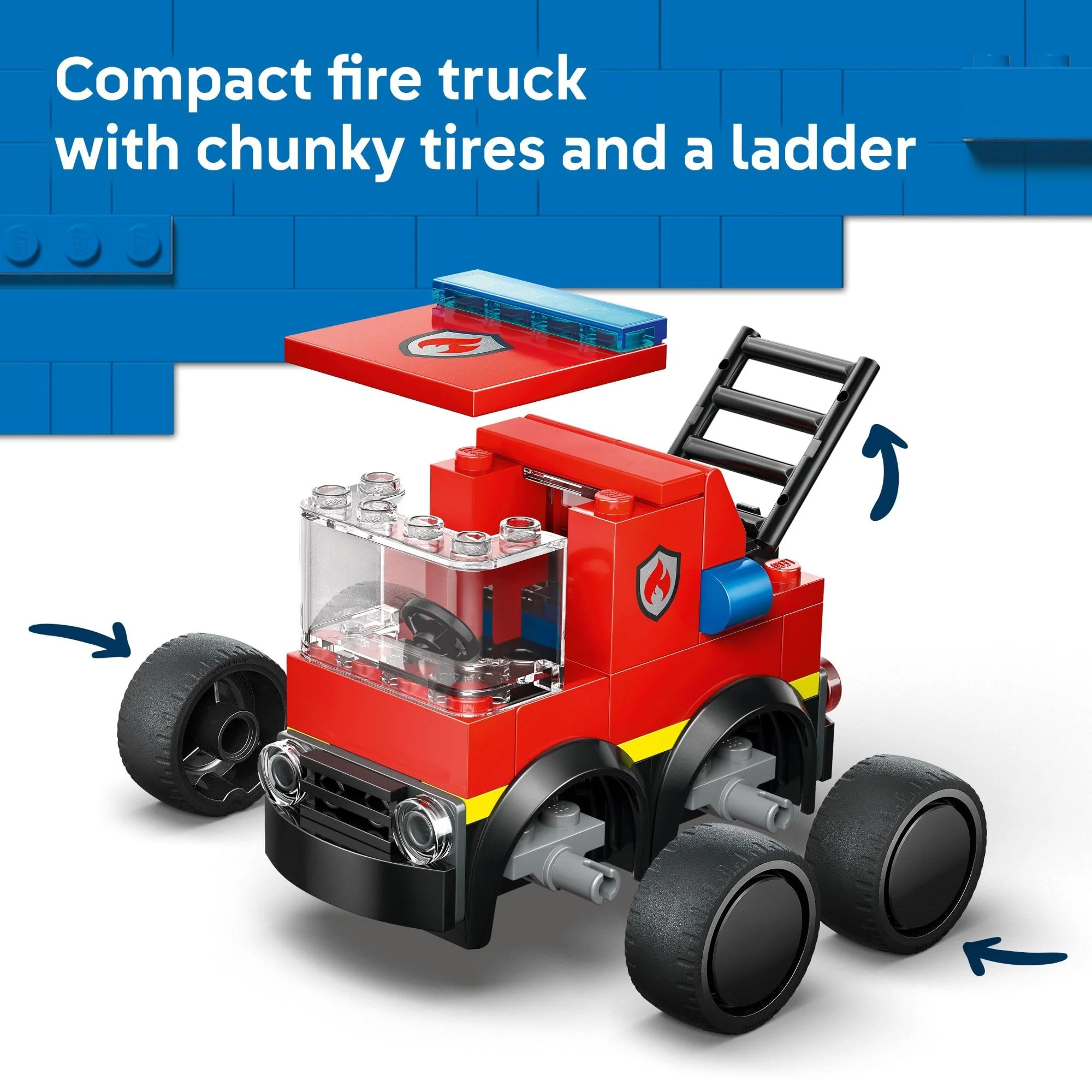 LEGO City Rides – Fire Truck Building Toy for Kids - Emergency Pretend Play for Boys & Girls, Ages 5+ - Toy Truck W/Raisable Ladder & Firefighter Junior Minifigure - Gift Idea for Birthdays - 60482 - Image 5