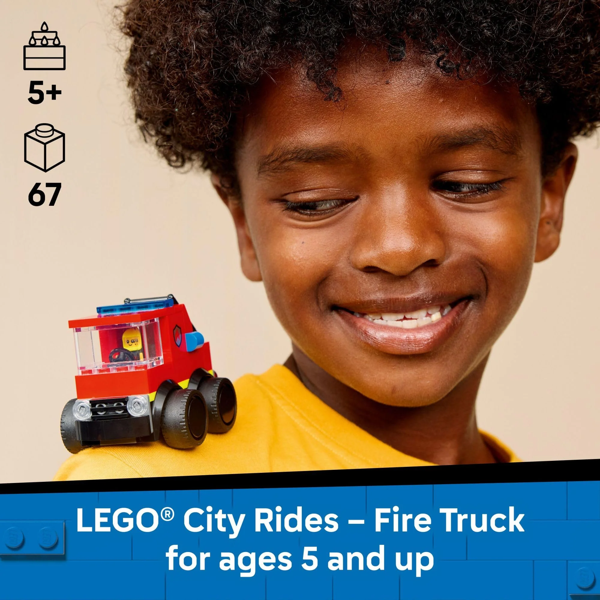 LEGO City Rides – Fire Truck Building Toy for Kids - Emergency Pretend Play for Boys & Girls, Ages 5+ - Toy Truck W/Raisable Ladder & Firefighter Junior Minifigure - Gift Idea for Birthdays - 60482 - Image 6