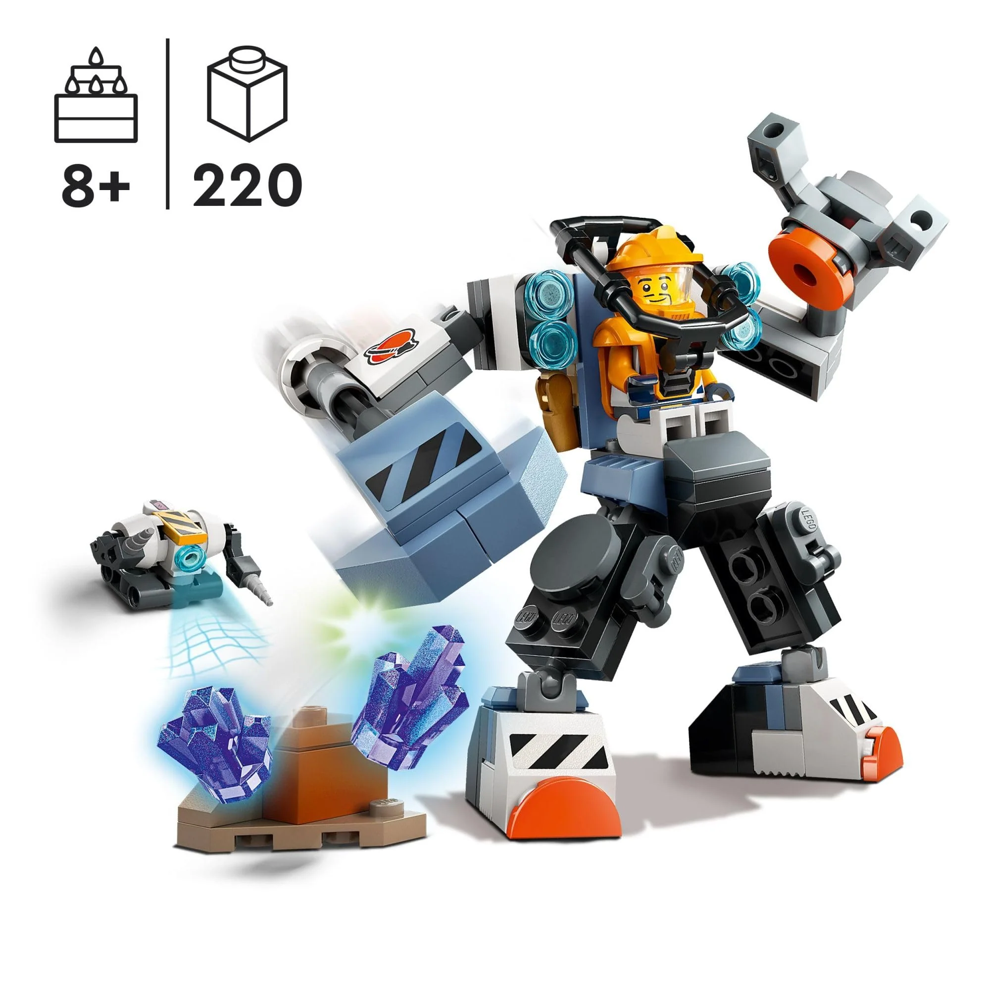 LEGO City Space Construction Mech Suit Building Set, Fun Space Toy for Kids Ages 6 and Up, Space Gift Idea for Boys and Girls Who Love Imaginative Play, includes Pilot Minifigure and Robot Toy, 60428 - Image 6