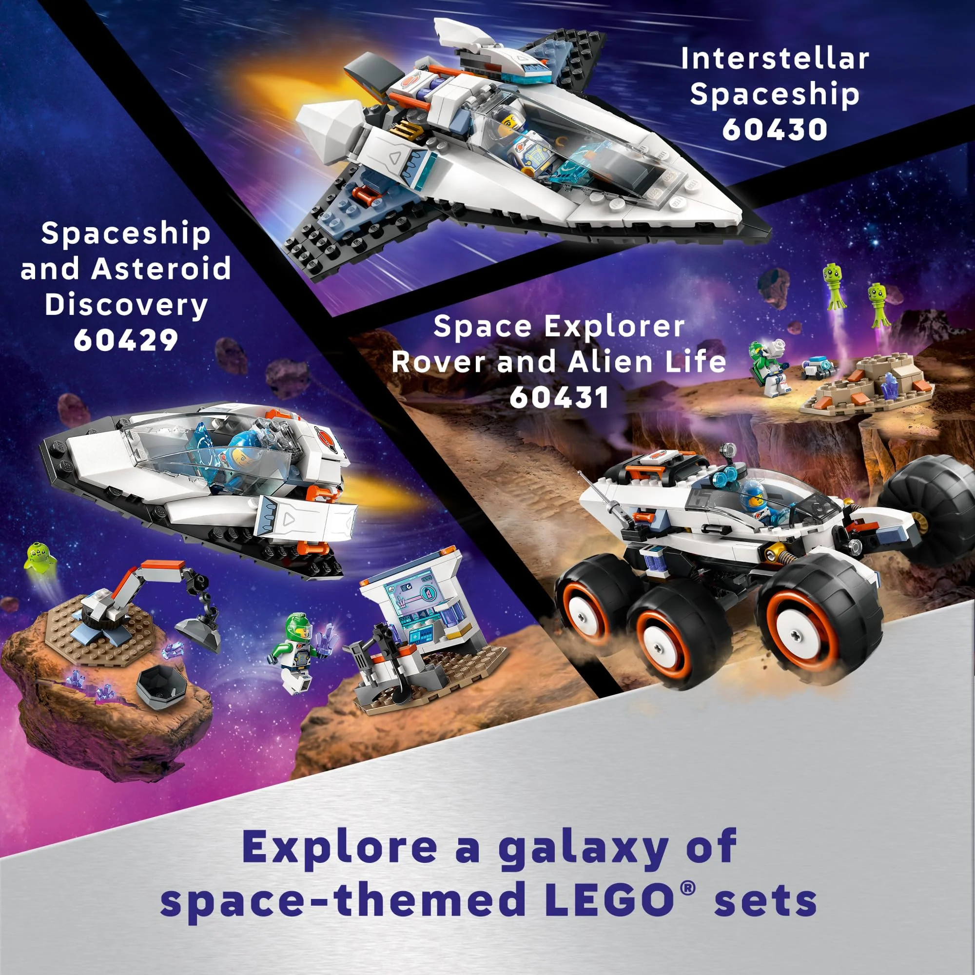 LEGO City Space Explorer Rover and Alien Life Toy, Space Gift for Boys and Girls Ages 6 and Up with 2 Minifigures, Robot and Extraterrestrial Figures, Pretend Play STEM Toy, 60431 - Image 3