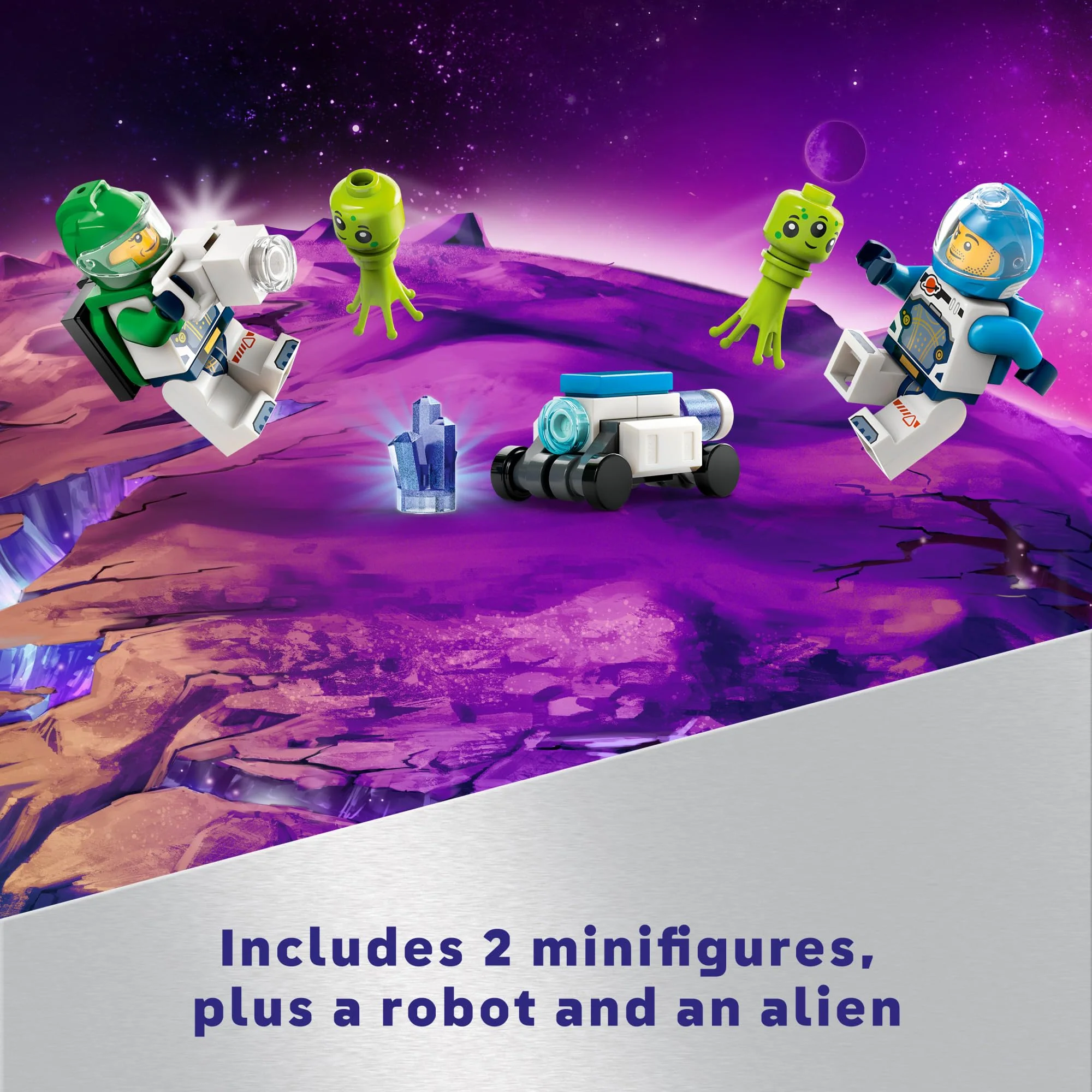 LEGO City Space Explorer Rover and Alien Life Toy, Space Gift for Boys and Girls Ages 6 and Up with 2 Minifigures, Robot and Extraterrestrial Figures, Pretend Play STEM Toy, 60431 - Image 4