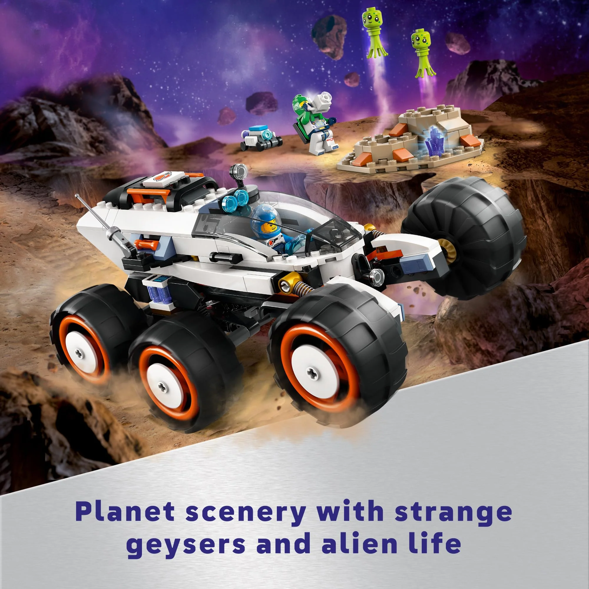 LEGO City Space Explorer Rover and Alien Life Toy, Space Gift for Boys and Girls Ages 6 and Up with 2 Minifigures, Robot and Extraterrestrial Figures, Pretend Play STEM Toy, 60431 - Image 5