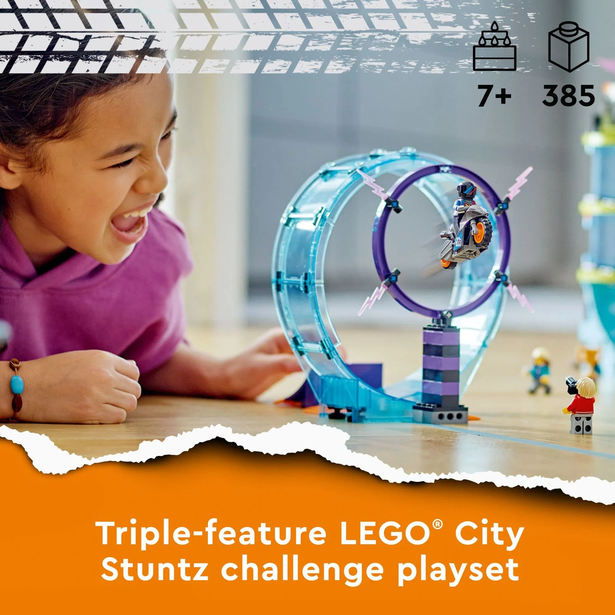 LEGO City Stuntz Ultimate Stunt Riders Challenge 60361, 3in1 Stunts for 1 or 2 Player Action, with 2 Flywheel-Powered Toy Motorcycles for Kids, 2023 Set - Image 6