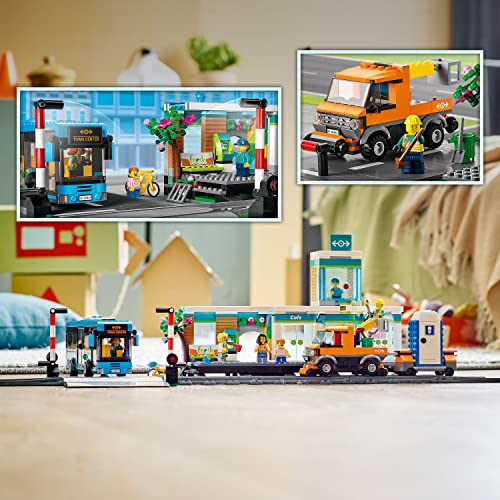 LEGO City Train Station Set with Toy Bus for Kids, Rail Truck, Tracks and Road Plate Level Crossing, Compatible with City Sets - Image 5