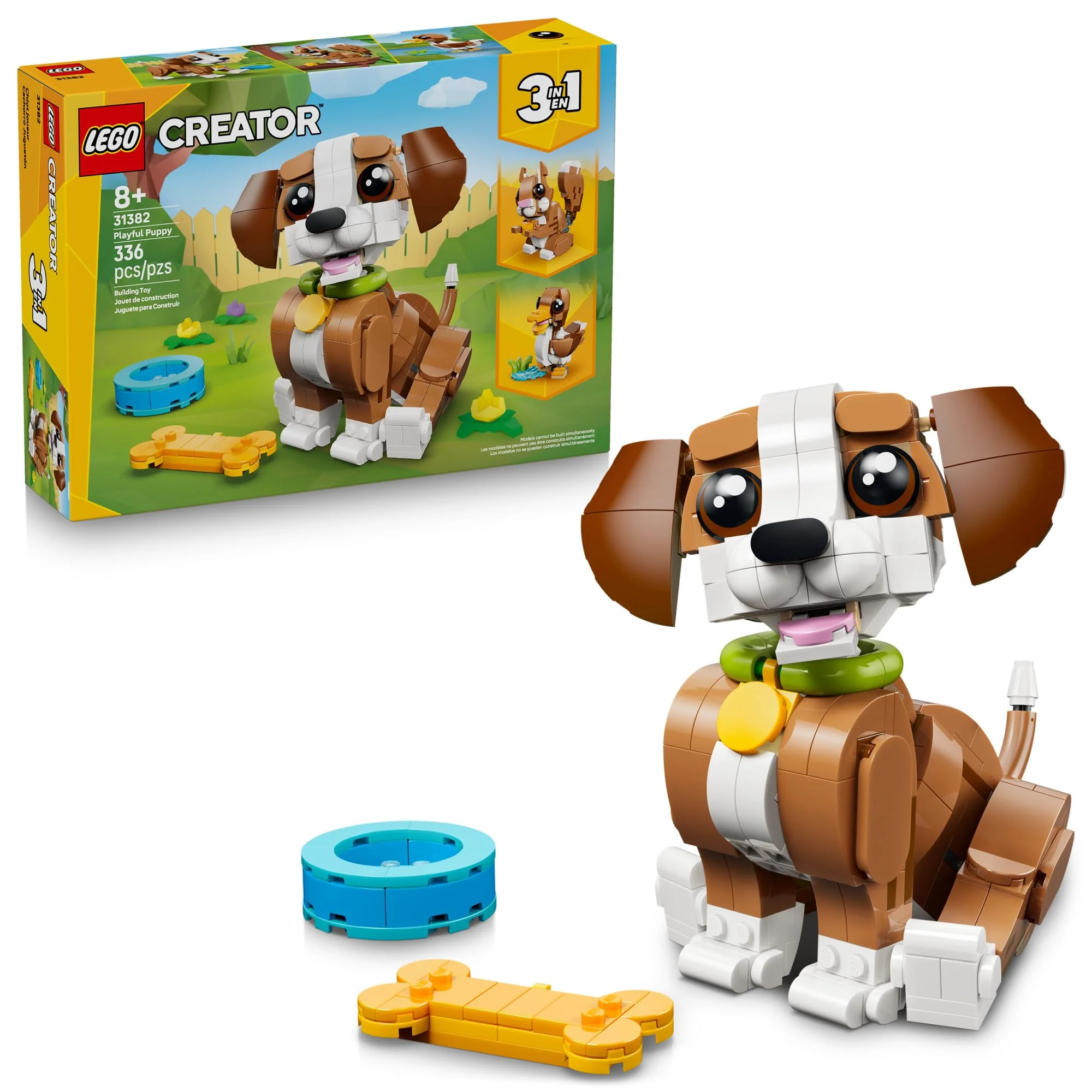 LEGO Creator 3 in 1 Cute Animals: Playful Puppy Dog Building Toy for Girls & Boys - Build a Pretend Play Dog, Squirrel, or Duck Toy - Gift Idea for Kids, Ages 8+ - 31382